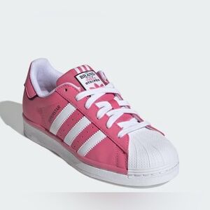 Pink and White Leather Sneakers with Shell Toe